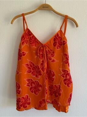Vintage Y2K Luna Carina Tank Top Floral Orange Pink Layered Fairy Midnight Sun